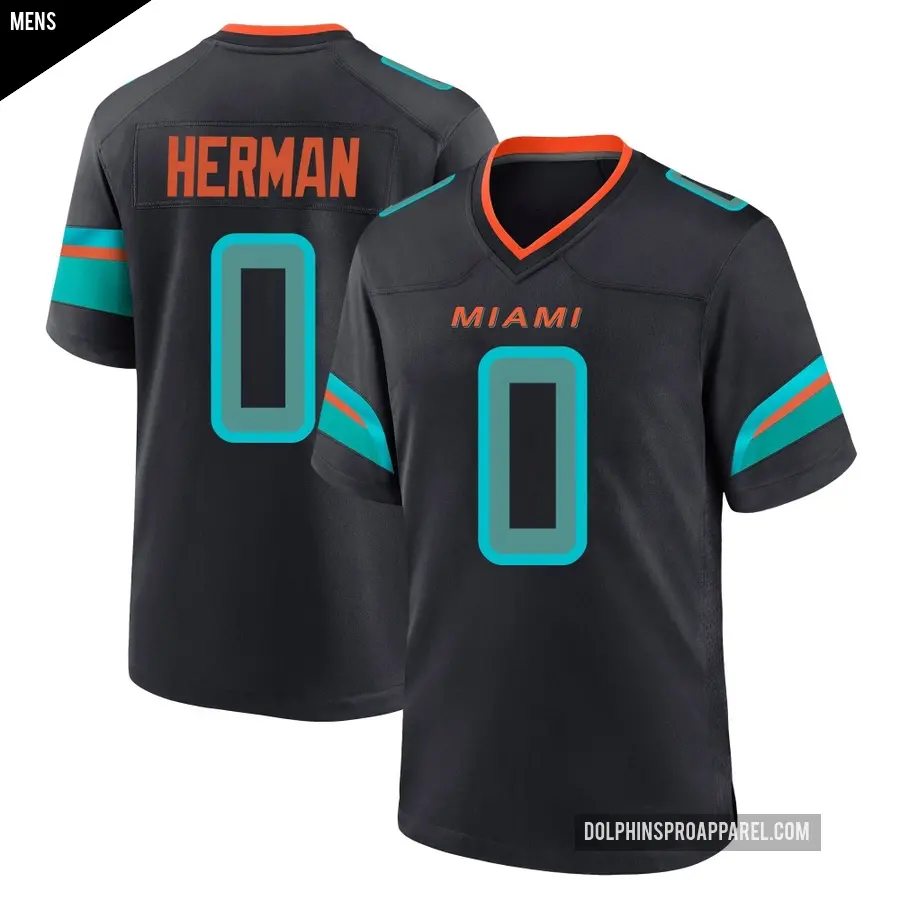 Men's Miami Dolphins ＃0 DJ Herman Blue Game Pitch 2025 Rivalries Collection Jersey