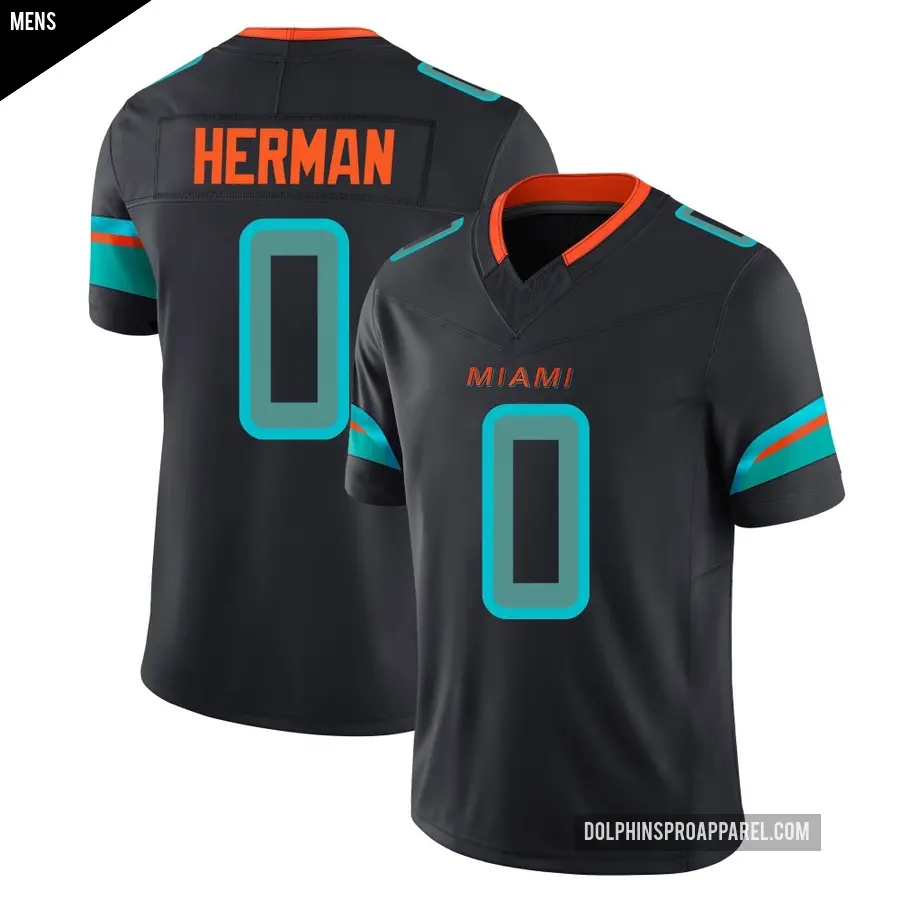 Men's Miami Dolphins ＃0 DJ Herman Blue Limited Pitch 2025 Rivalries Collection Jersey