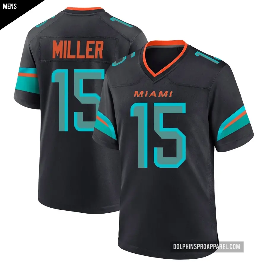 Men's Miami Dolphins ＃15 Cam Miller Blue Game Pitch 2025 Rivalries Collection Jersey