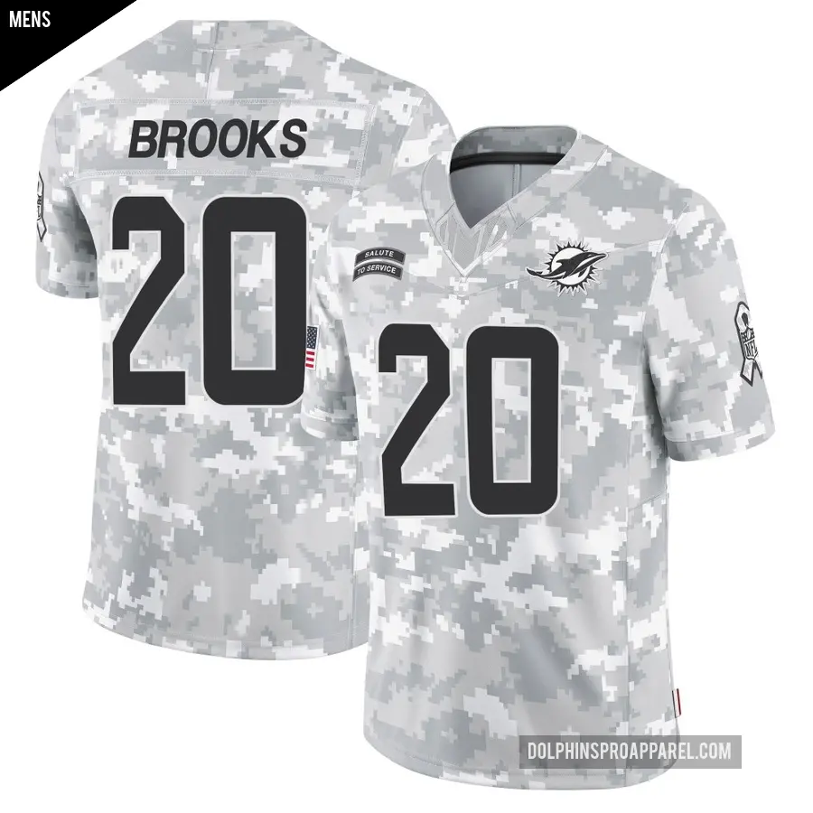 Men's Miami Dolphins ＃20 Jordyn Brooks Arctic Camo Limited 2024 Salute to Service Jersey