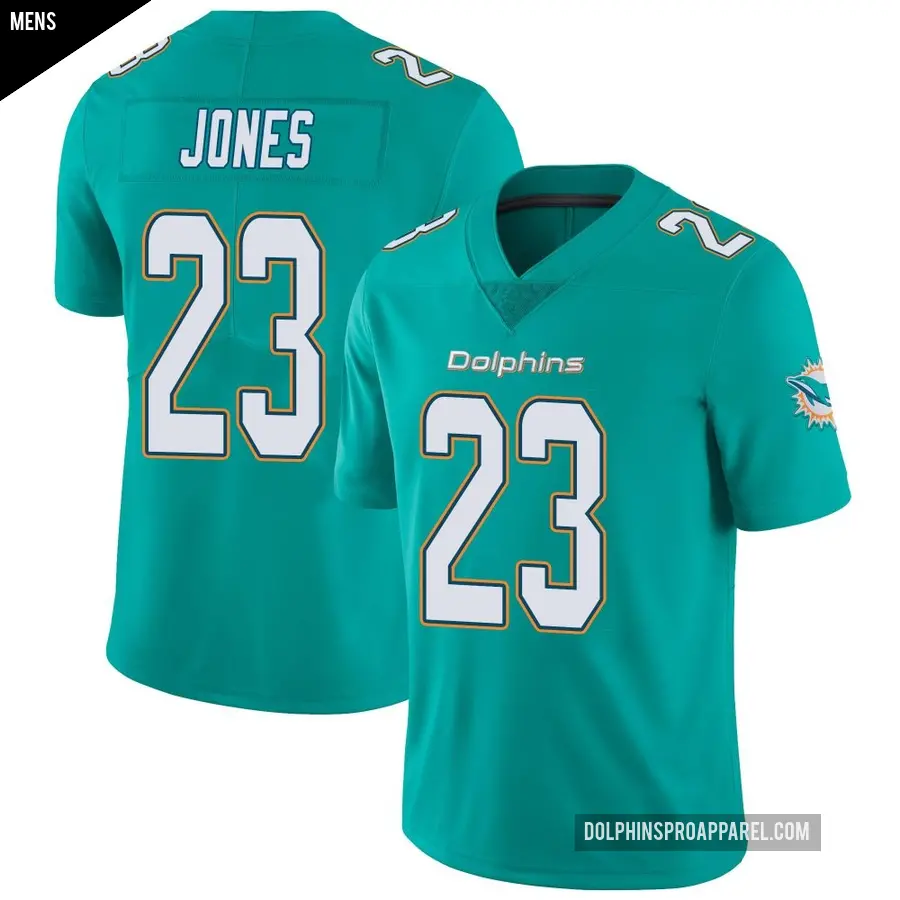 Men's Miami Dolphins ＃23 Jack Jones Aqua Limited Team Color Vapor Untouchable Jersey