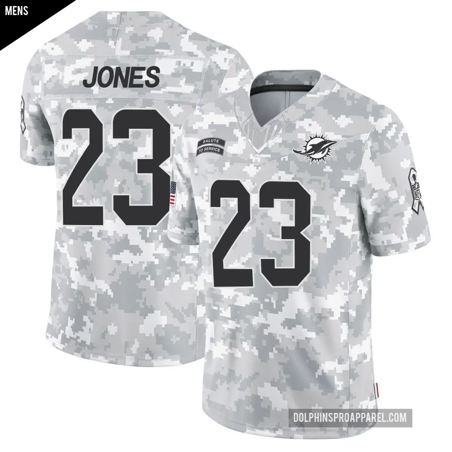 Men's Miami Dolphins ＃23 Jack Jones Arctic Camo Limited 2024 Salute to Service Jersey