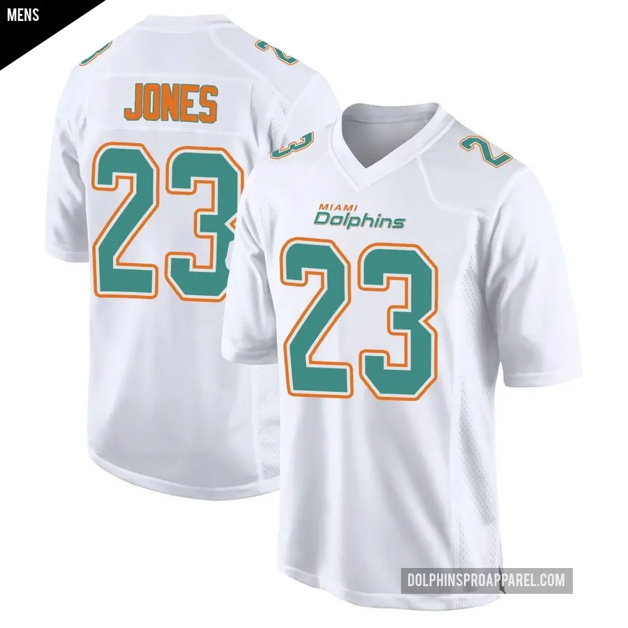 Men's Miami Dolphins ＃23 Jack Jones White Game Fashion Jersey