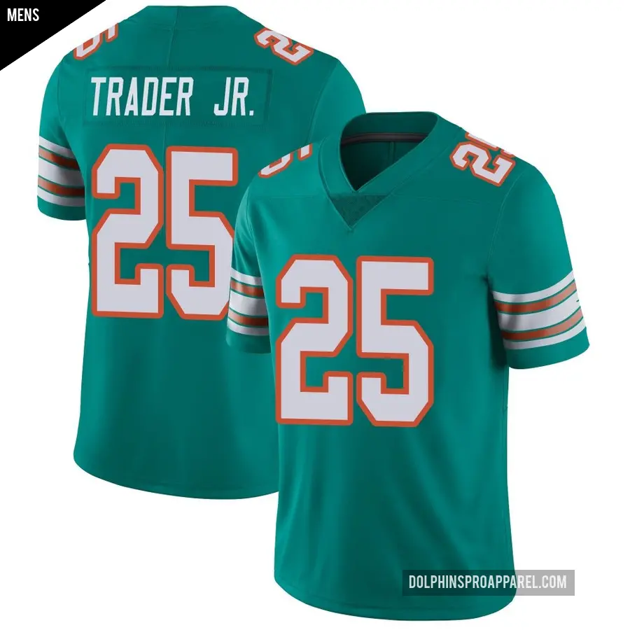 Men's Miami Dolphins ＃25 Dante Trader Jr. Aqua Limited Alternate Vapor Untouchable Jersey