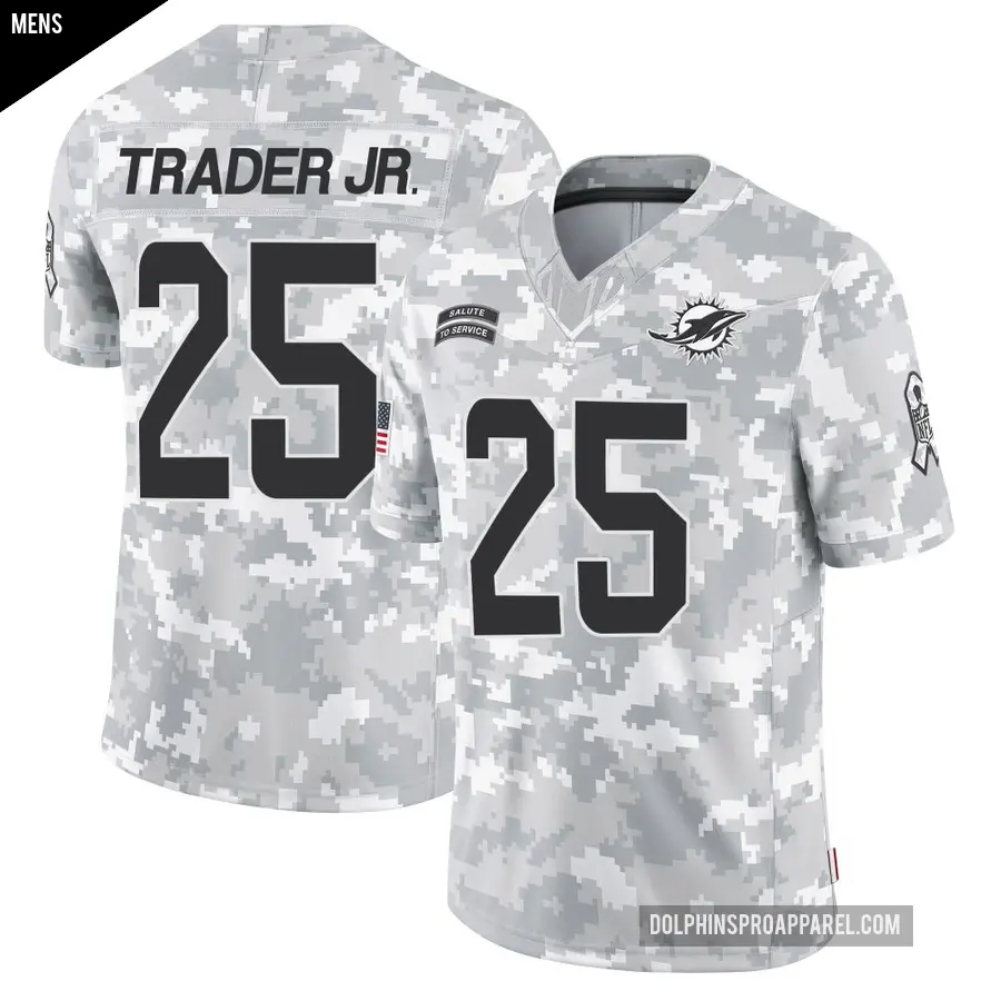 Men's Miami Dolphins ＃25 Dante Trader Jr. Arctic Camo Limited 2024 Salute to Service Jersey