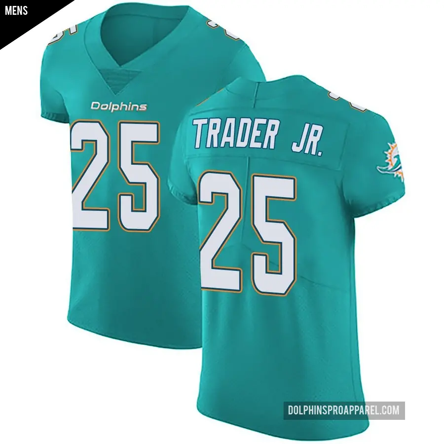 Men's Miami Dolphins ＃25 Dante Trader Jr. Green Elite Aqua Team Color Vapor Untouchable Jersey