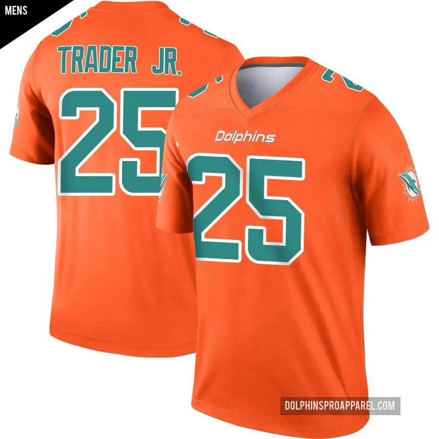 Men's Miami Dolphins ＃25 Dante Trader Jr. Orange Legend Inverted Jersey