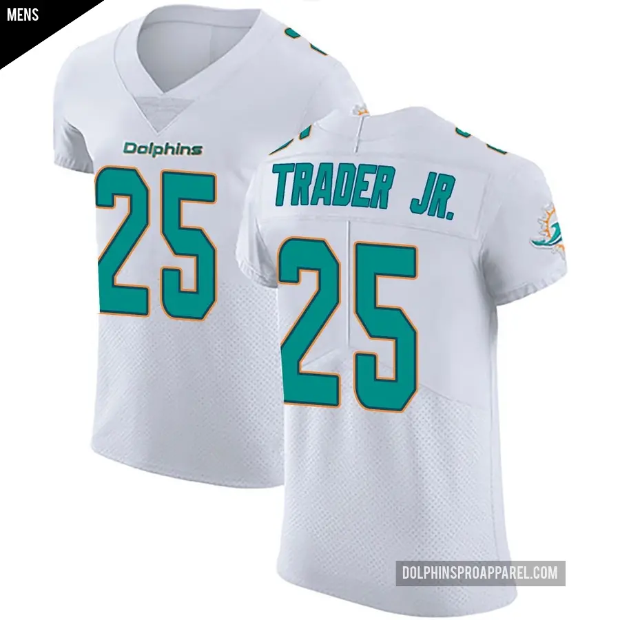 Men's Miami Dolphins ＃25 Dante Trader Jr. White Elite Vapor Untouchable Jersey