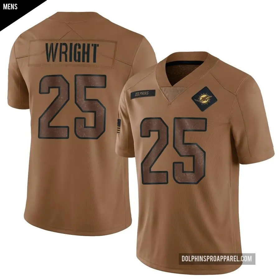 Men's Miami Dolphins ＃25 Jaylen Wright Brown Limited 2023 Salute To Service Jersey