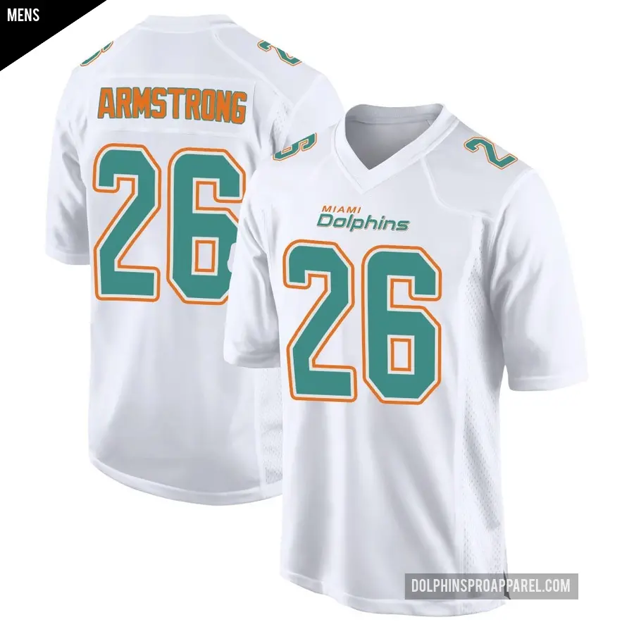Men's Miami Dolphins ＃26 Cornell Armstrong White Game Fashion Jersey