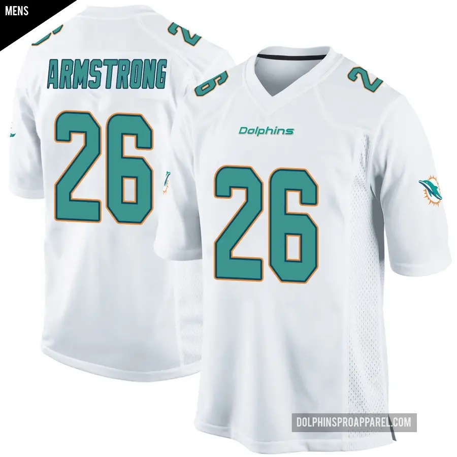 Men's Miami Dolphins ＃26 Cornell Armstrong White Game Jersey