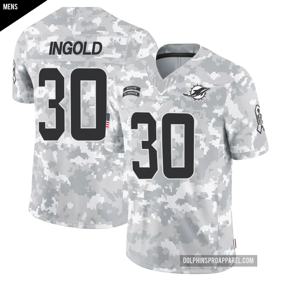 Men's Miami Dolphins ＃30 Alec Ingold Arctic Camo Limited 2024 Salute to Service Jersey