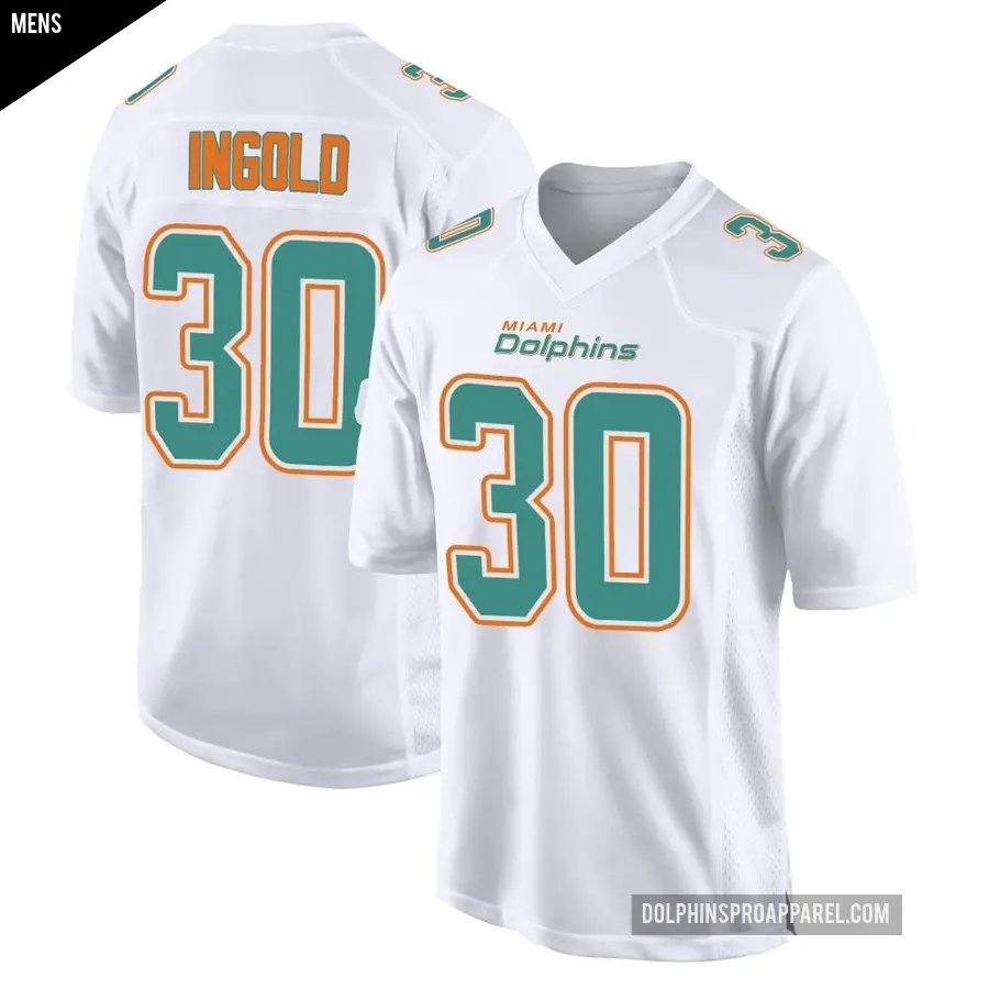 Men's Miami Dolphins ＃30 Alec Ingold White Game Fashion Jersey