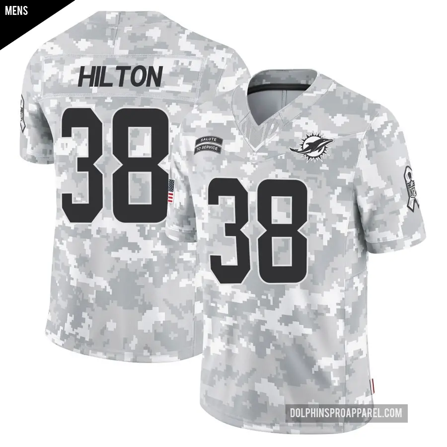 Men's Miami Dolphins ＃38 Mike Hilton Arctic Camo Limited 2024 Salute to Service Jersey