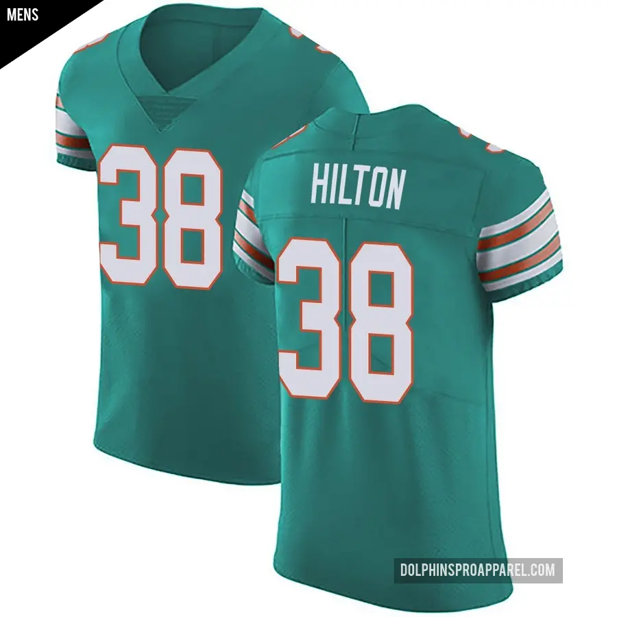 Men's Miami Dolphins ＃38 Mike Hilton Green Elite Aqua Alternate Vapor Untouchable Jersey