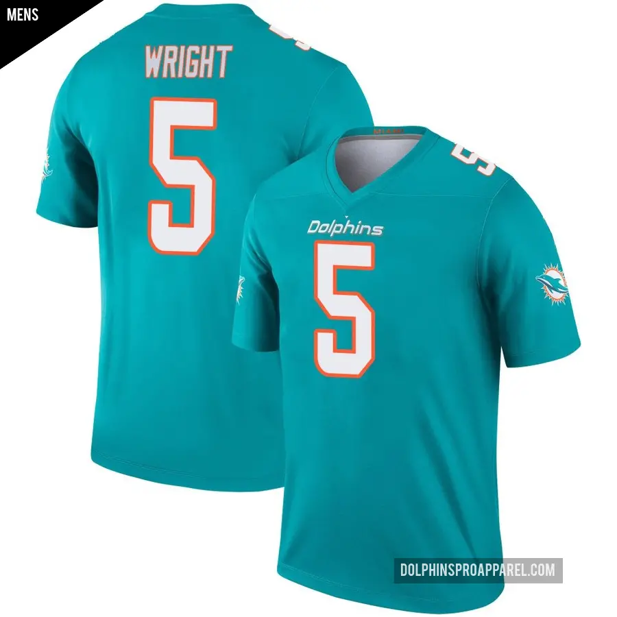 Men's Miami Dolphins ＃5 Jaylen Wright Aqua Legend Jersey