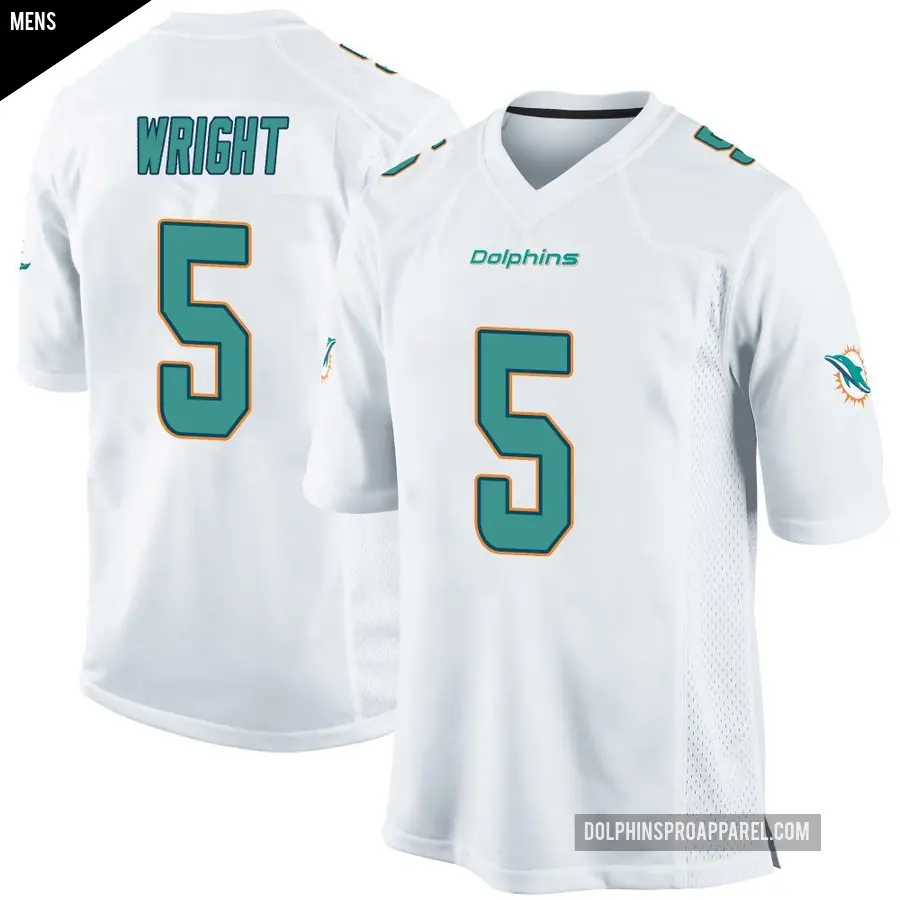 Men's Miami Dolphins ＃5 Jaylen Wright White Game Jersey