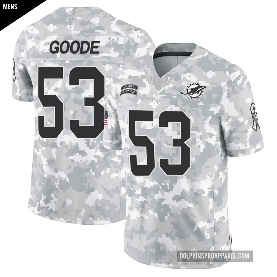 Men's Miami Dolphins ＃53 Cameron Goode Arctic Camo Limited 2024 Salute to Service Jersey