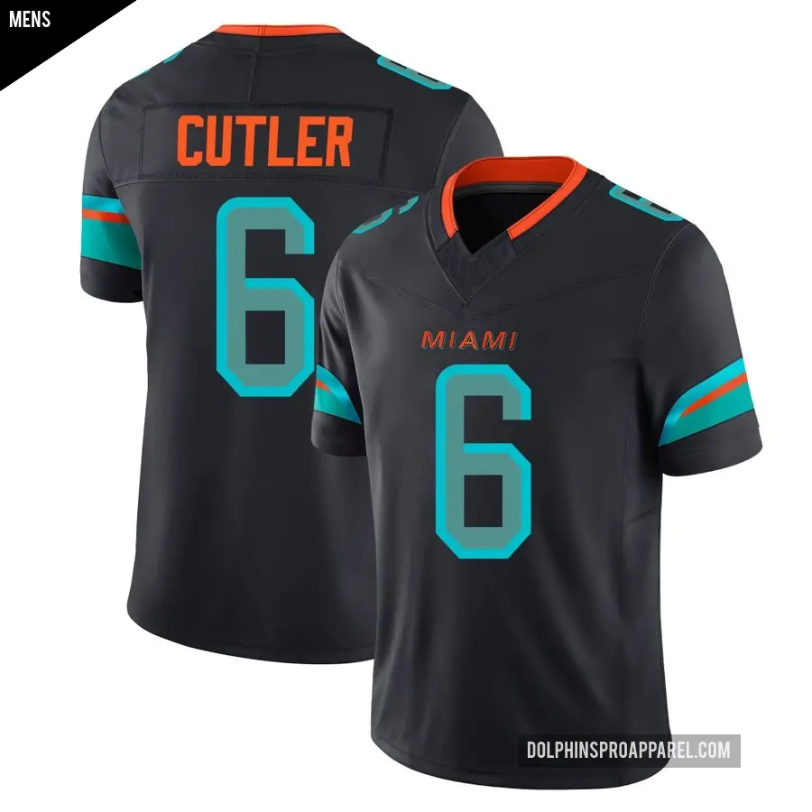 Men's Miami Dolphins ＃6 Jay Cutler Blue Limited Pitch 2025 Rivalries Collection Jersey