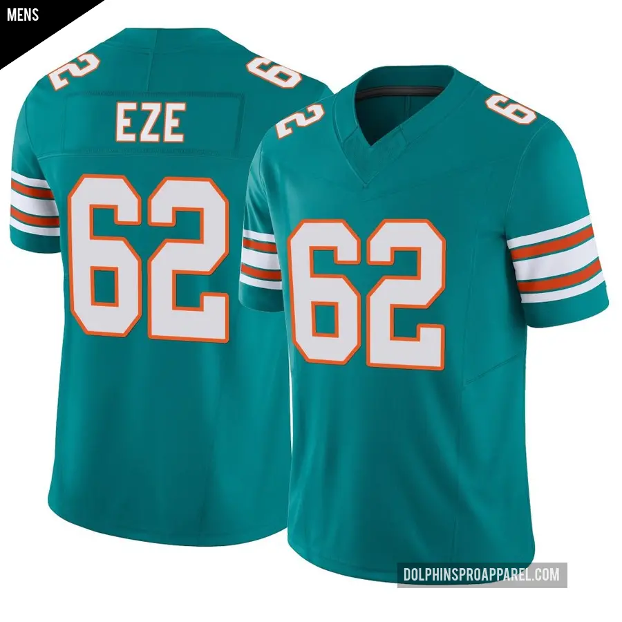 Men's Miami Dolphins ＃62 Obinna Eze Aqua Limited Alternate Vapor F.U.S.E. Jersey