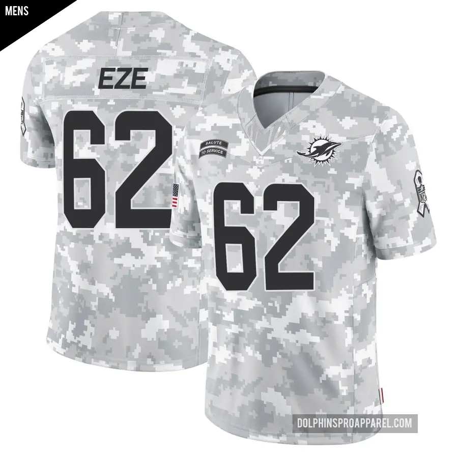 Men's Miami Dolphins ＃62 Obinna Eze Arctic Camo Limited 2024 Salute to Service Jersey