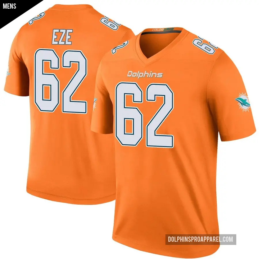 Men's Miami Dolphins ＃62 Obinna Eze Orange Legend Color Rush Jersey