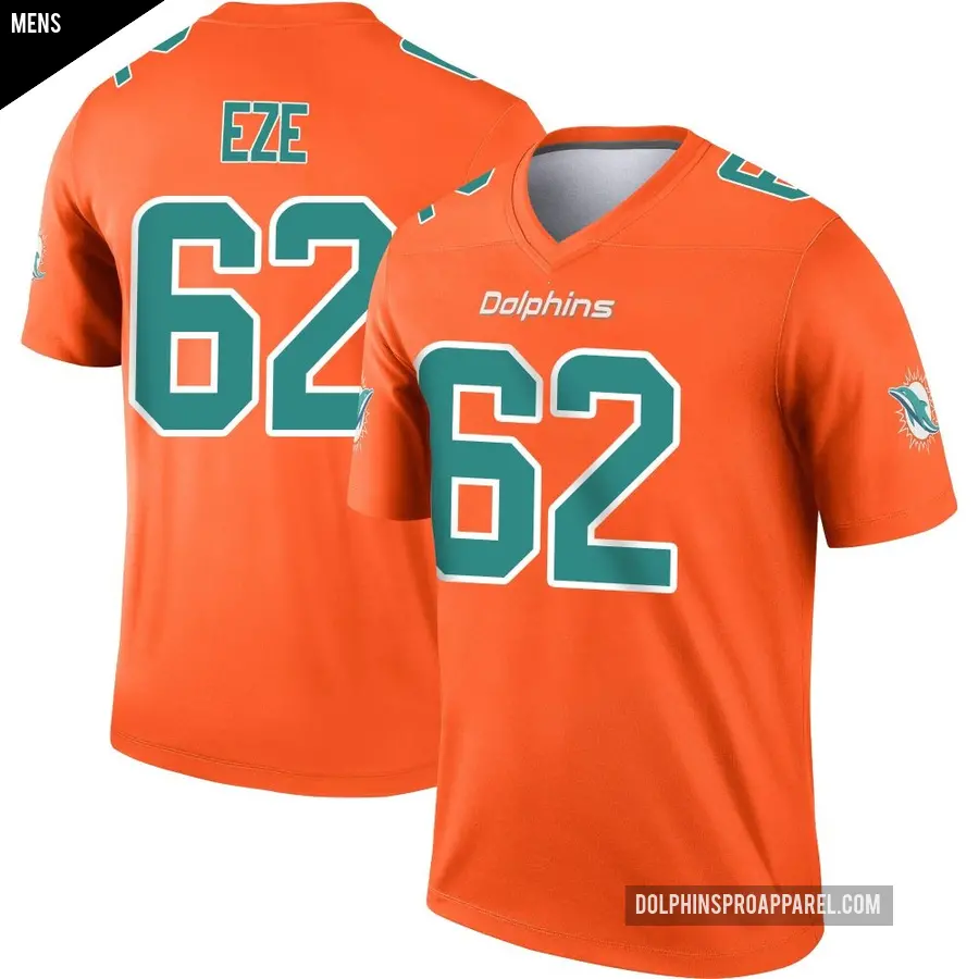 Men's Miami Dolphins ＃62 Obinna Eze Orange Legend Inverted Jersey