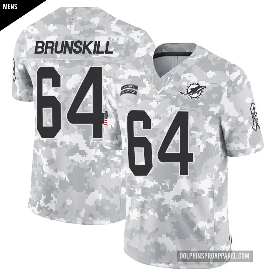 Men's Miami Dolphins ＃64 Daniel Brunskill Arctic Camo Limited 2024 Salute to Service Jersey