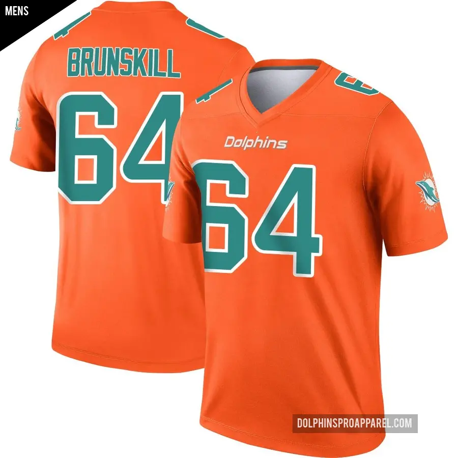 Men's Miami Dolphins ＃64 Daniel Brunskill Orange Legend Inverted Jersey