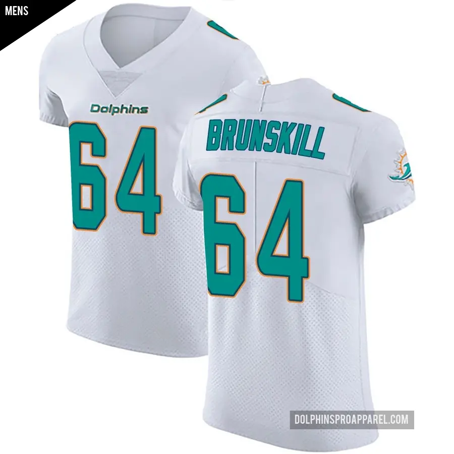 Men's Miami Dolphins ＃64 Daniel Brunskill White Elite Vapor Untouchable Jersey