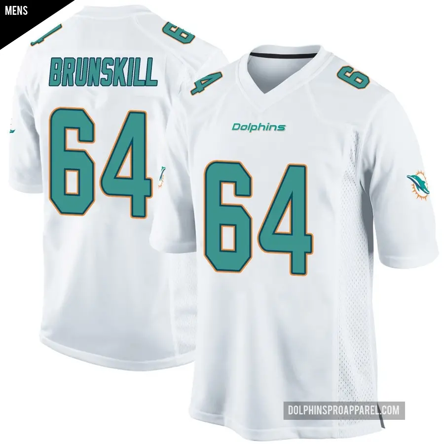 Men's Miami Dolphins ＃64 Daniel Brunskill White Game Jersey