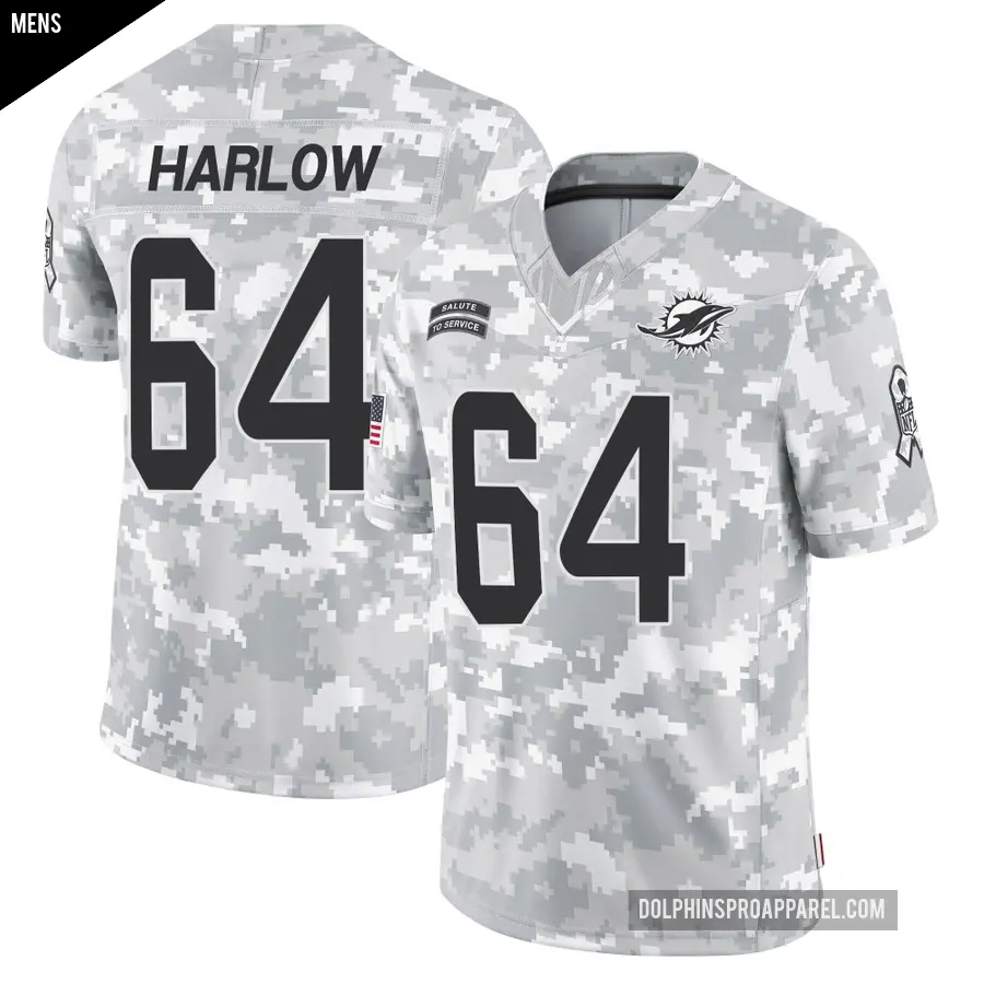 Men's Miami Dolphins ＃64 Sean Harlow Arctic Camo Limited 2024 Salute to Service Jersey