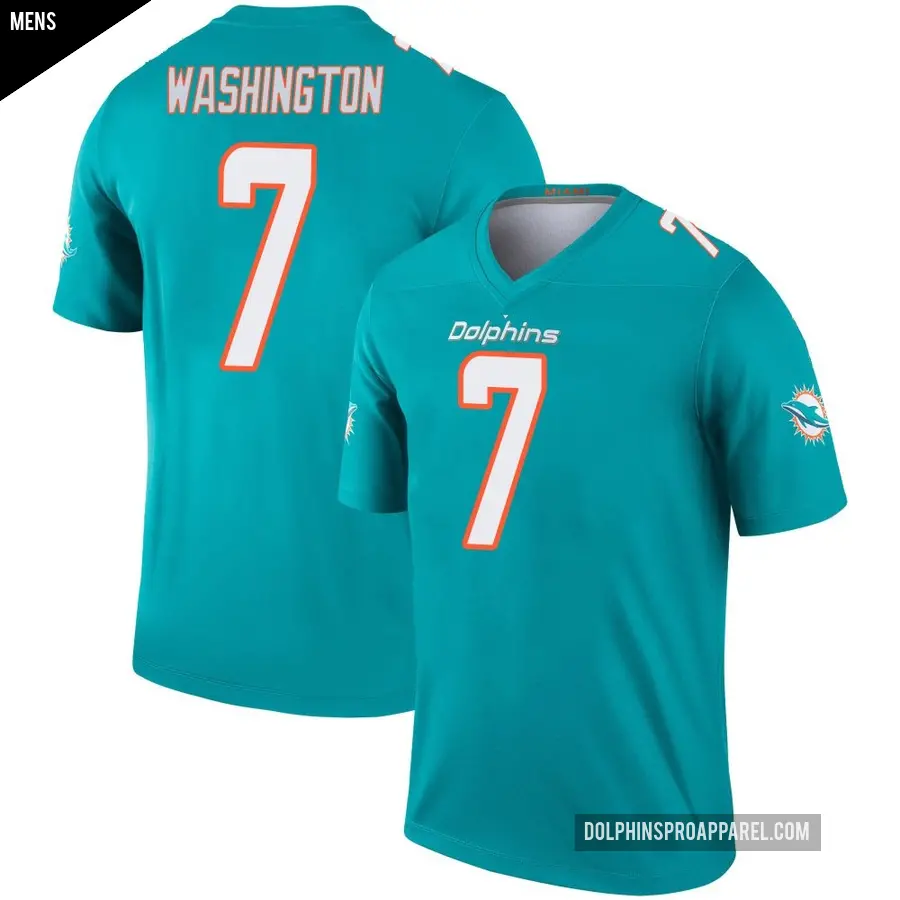Men's Miami Dolphins ＃7 Tahj Washington Aqua Legend Jersey