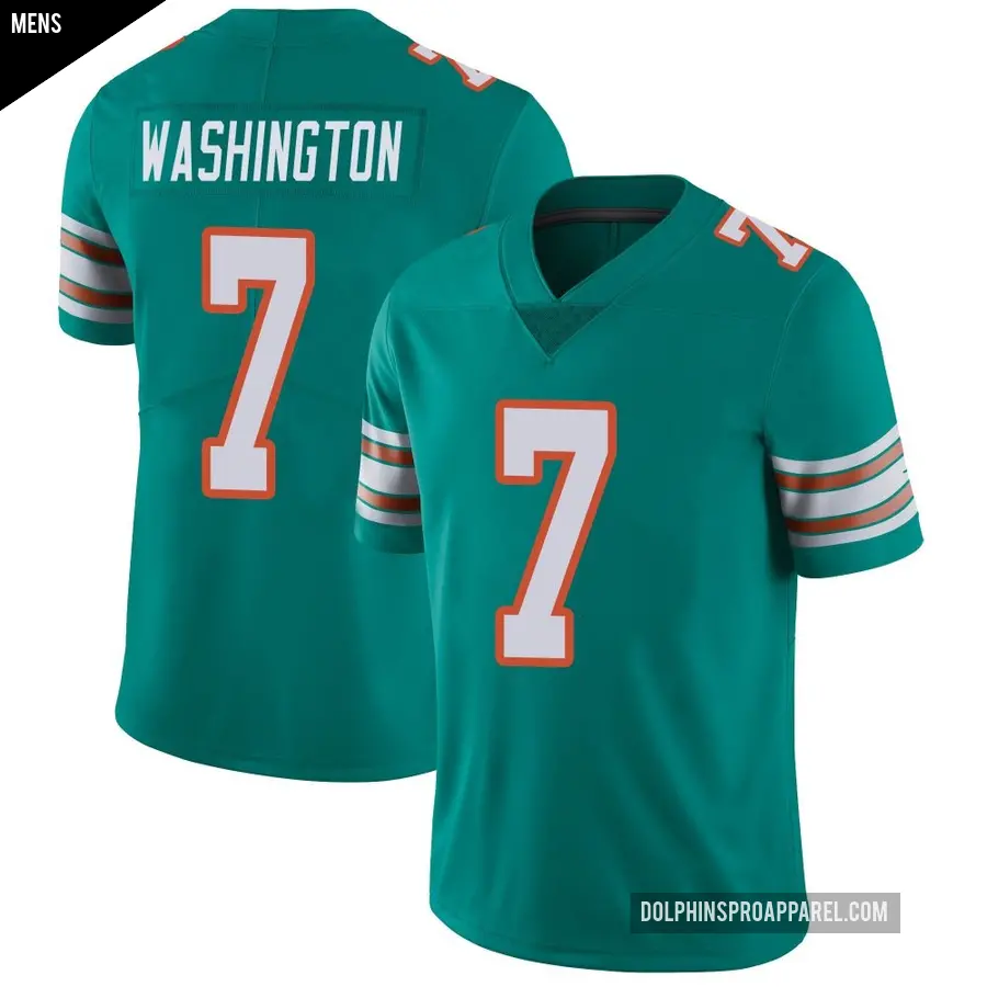Men's Miami Dolphins ＃7 Tahj Washington Aqua Limited Alternate Vapor Untouchable Jersey