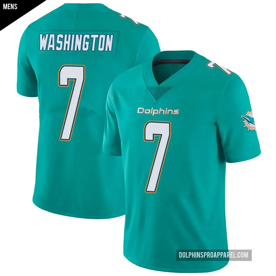 Men's Miami Dolphins ＃7 Tahj Washington Aqua Limited Team Color Vapor Untouchable Jersey