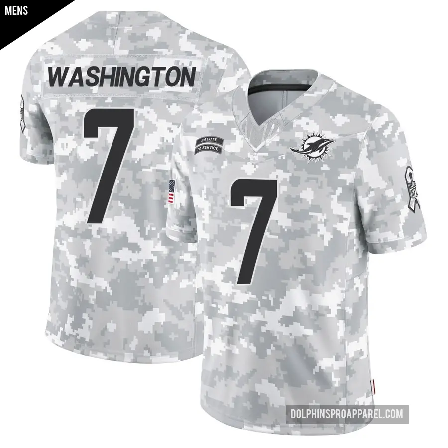 Men's Miami Dolphins ＃7 Tahj Washington Arctic Camo Limited 2024 Salute to Service Jersey
