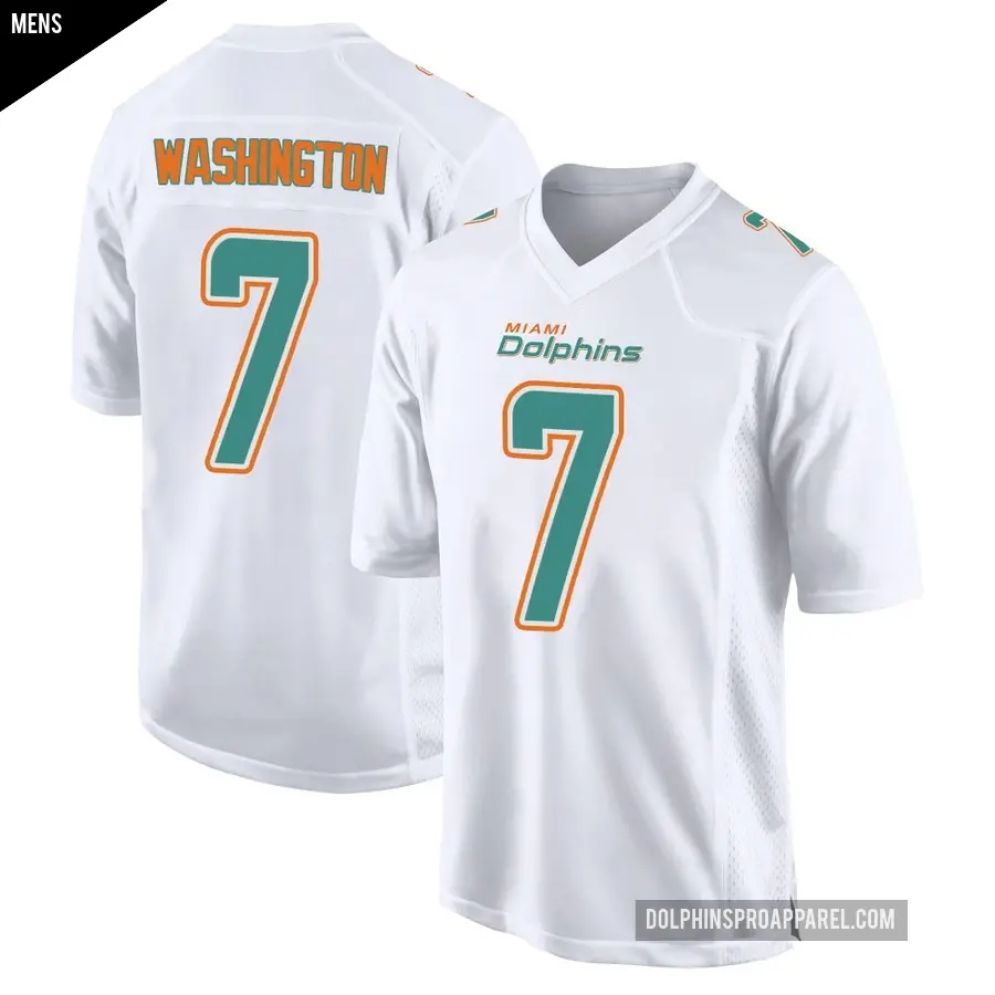 Men's Miami Dolphins ＃7 Tahj Washington White Game Fashion Jersey