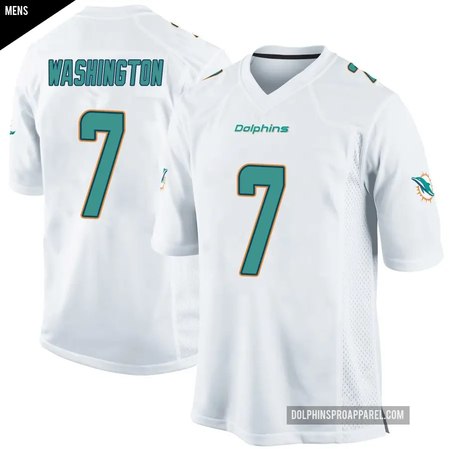 Men's Miami Dolphins ＃7 Tahj Washington White Game Jersey
