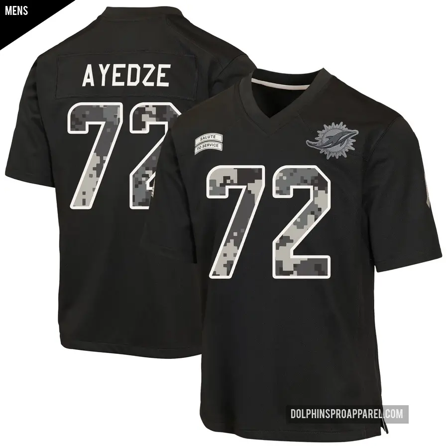 Men's Miami Dolphins ＃72 Gottlieb Ayedze Black Game 2026 Salute to Service Jersey