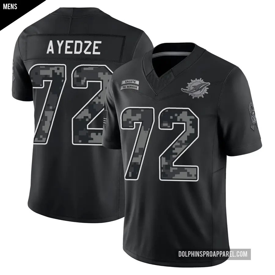 Men's Miami Dolphins ＃72 Gottlieb Ayedze Black Limited 2026 Salute to Service Stitched Jersey