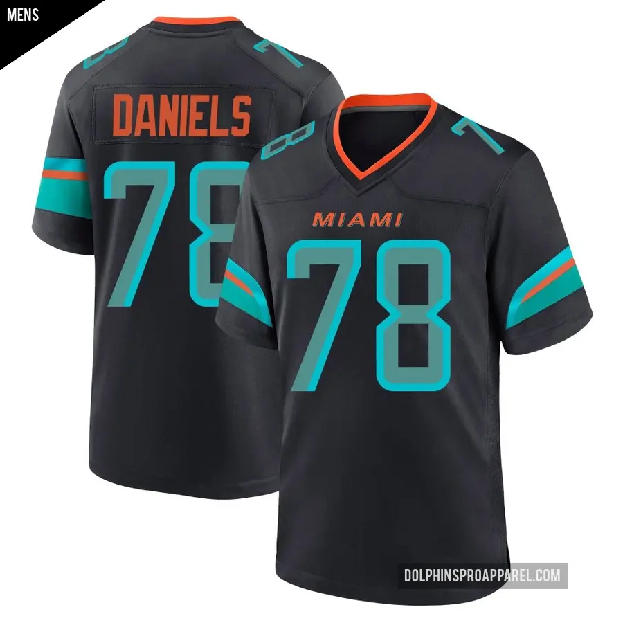 Men's Miami Dolphins ＃78 James Daniels Blue Game Pitch 2025 Rivalries Collection Jersey