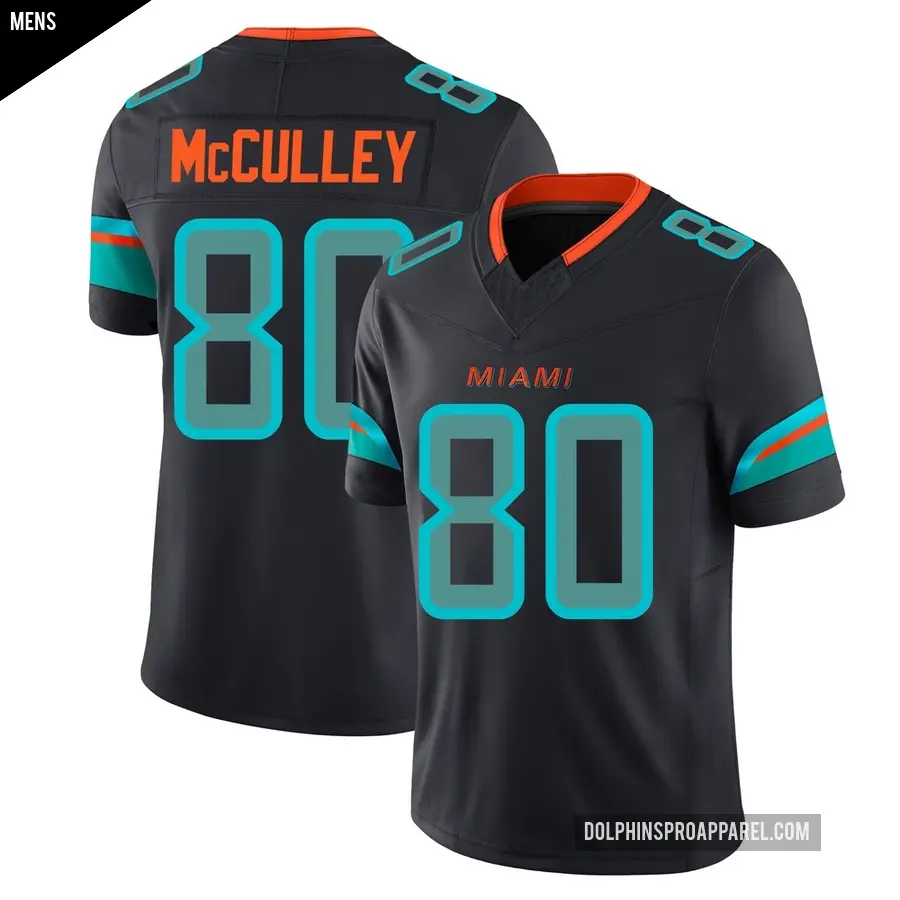 Men's Miami Dolphins ＃80 Donaven McCulley Blue Limited Pitch 2025 Rivalries Collection Jersey