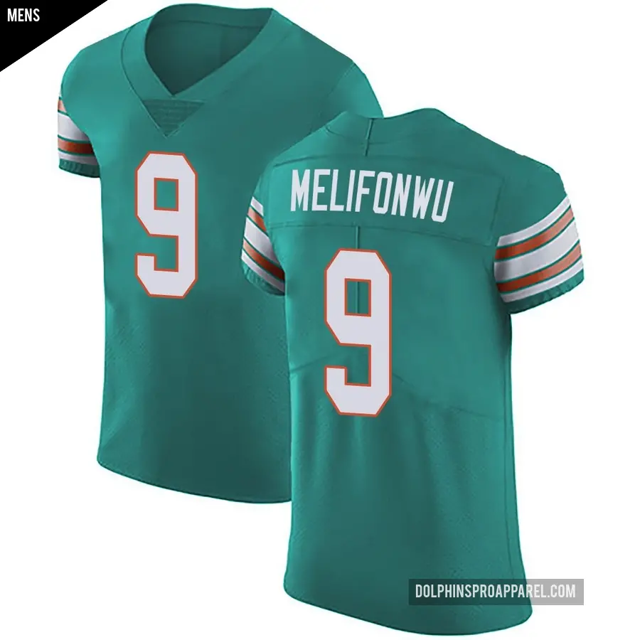 Men's Miami Dolphins ＃9 Ifeatu Melifonwu Green Elite Aqua Alternate Vapor Untouchable Jersey