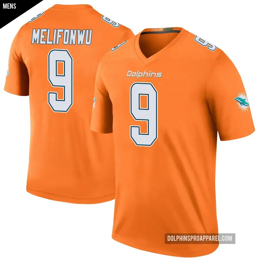 Men's Miami Dolphins ＃9 Ifeatu Melifonwu Orange Legend Color Rush Jersey
