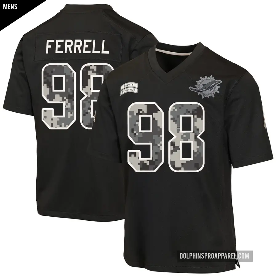 Men's Miami Dolphins ＃98 Clelin Ferrell Black Game 2026 Salute to Service Jersey