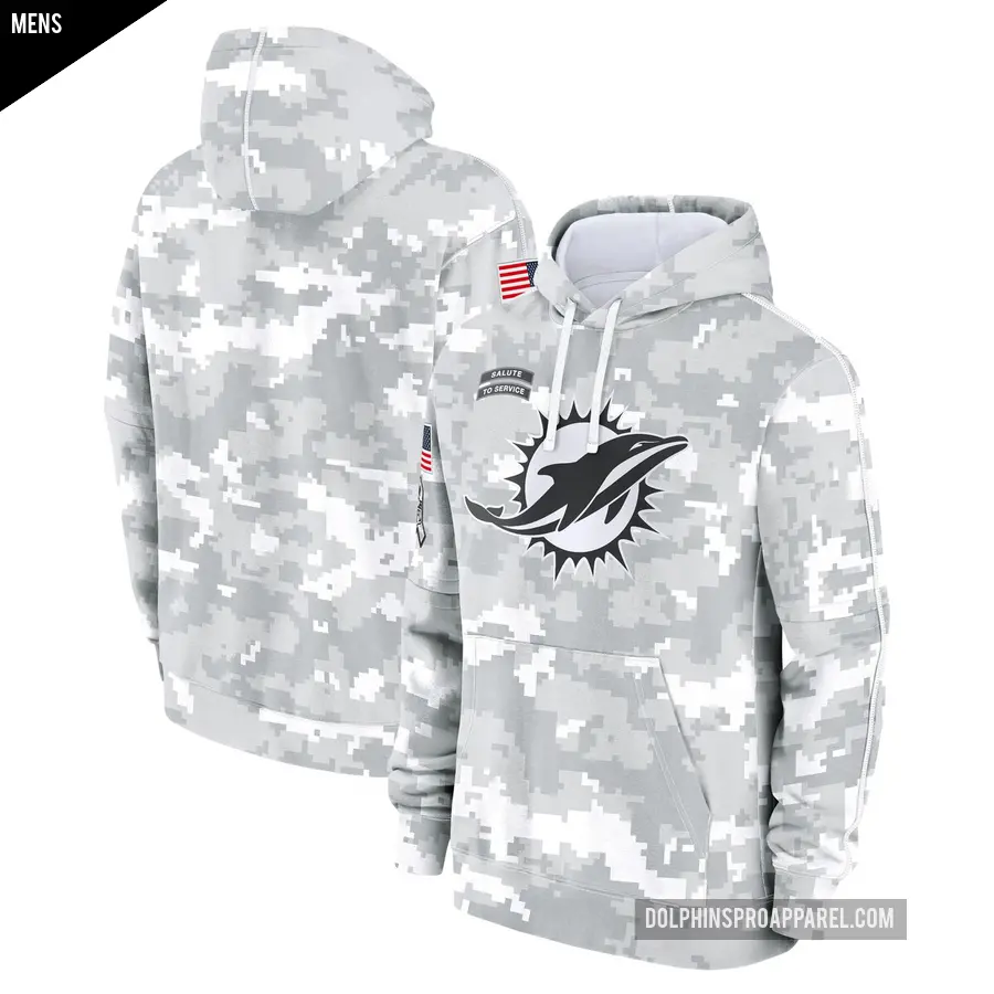 Men's Miami Dolphins Arctic Camo 2024 Salute to Service Club Fleece Pullover Hoodie