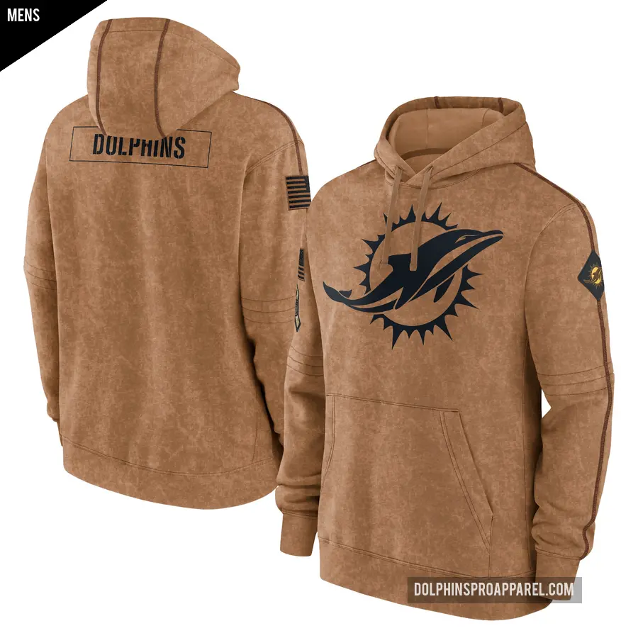 Men's Miami Dolphins Brown 2023 Salute to Service Club Pullover Hoodie
