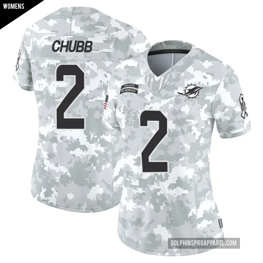 Women's Miami Dolphins ＃2 Bradley Chubb Arctic Camo Limited 2024 Salute to Service Jersey