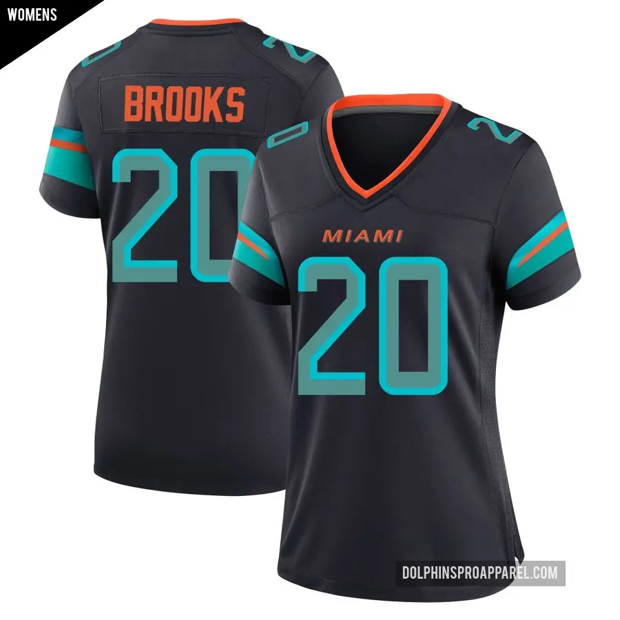 Women's Miami Dolphins ＃20 Jordyn Brooks Blue Game Pitch 2025 Rivalries Collection Jersey