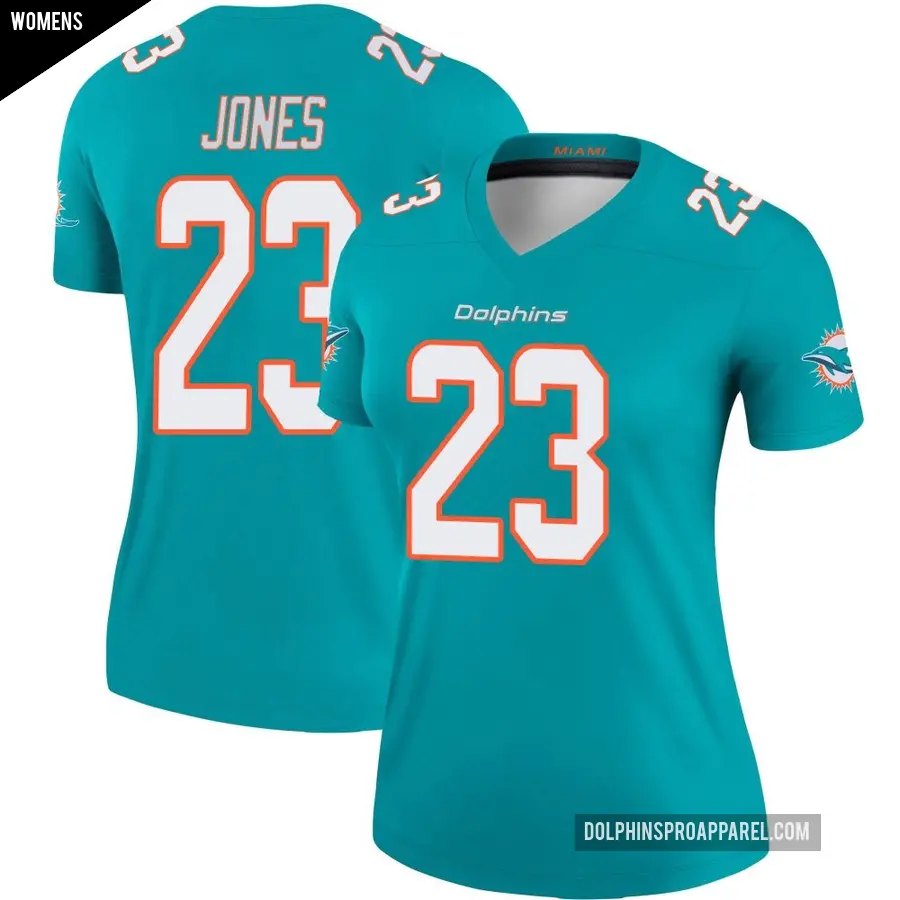 Women's Miami Dolphins ＃23 Jack Jones Aqua Legend Jersey